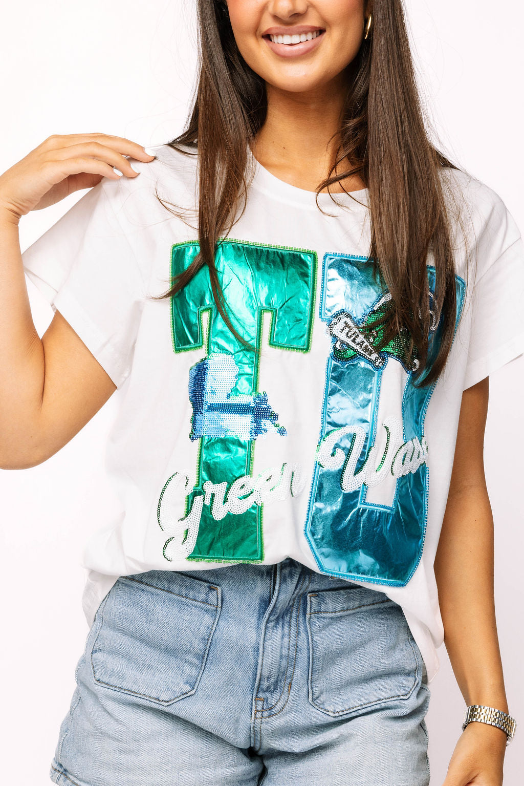 Licensed Tulane Metallic Word with Icons Tee
