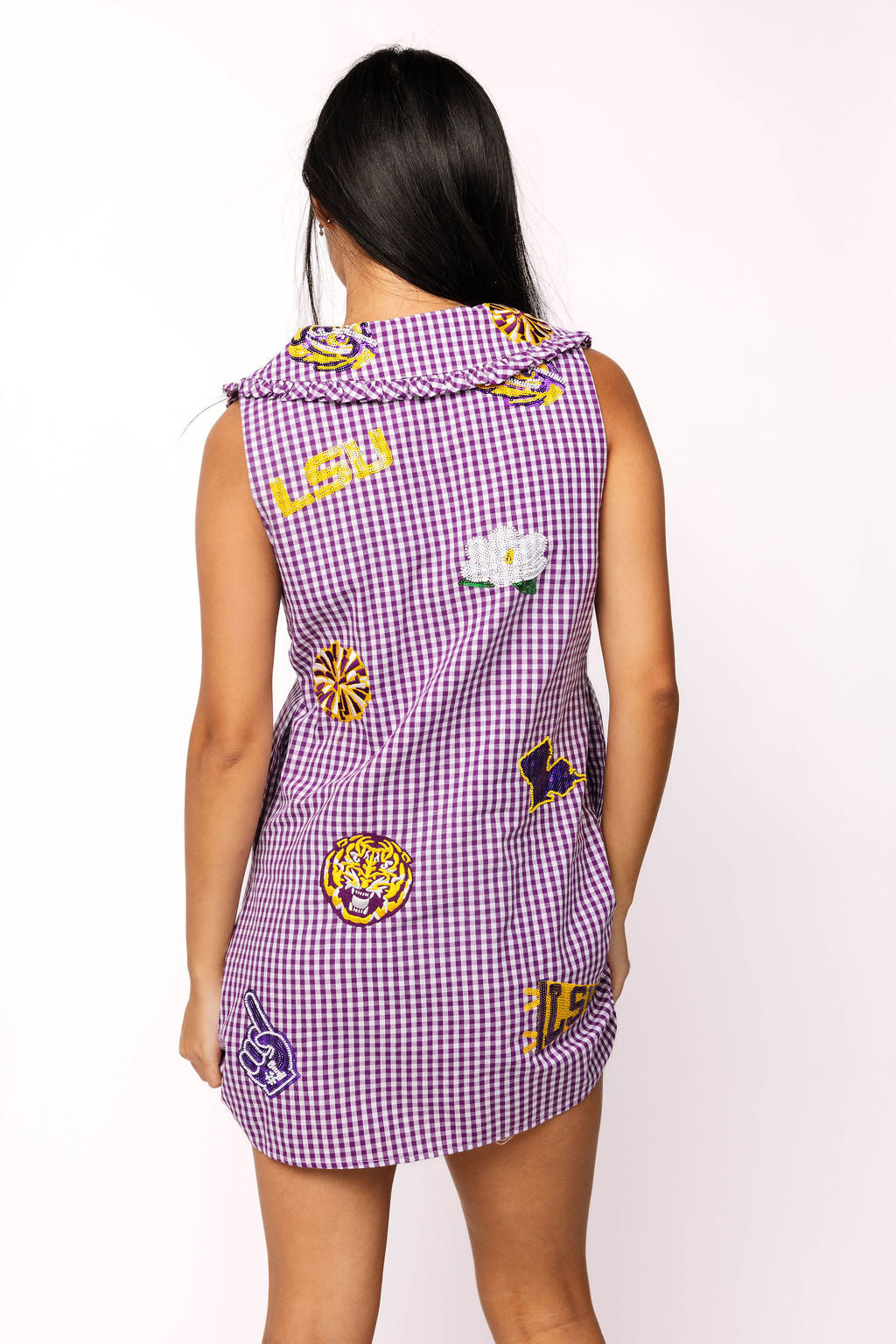 Licensed LSU Mini Icon Gingham Collar Dress