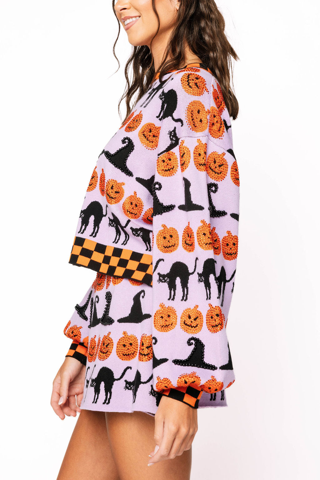 Lavender, Black & Orange Halloween Icon Skirt