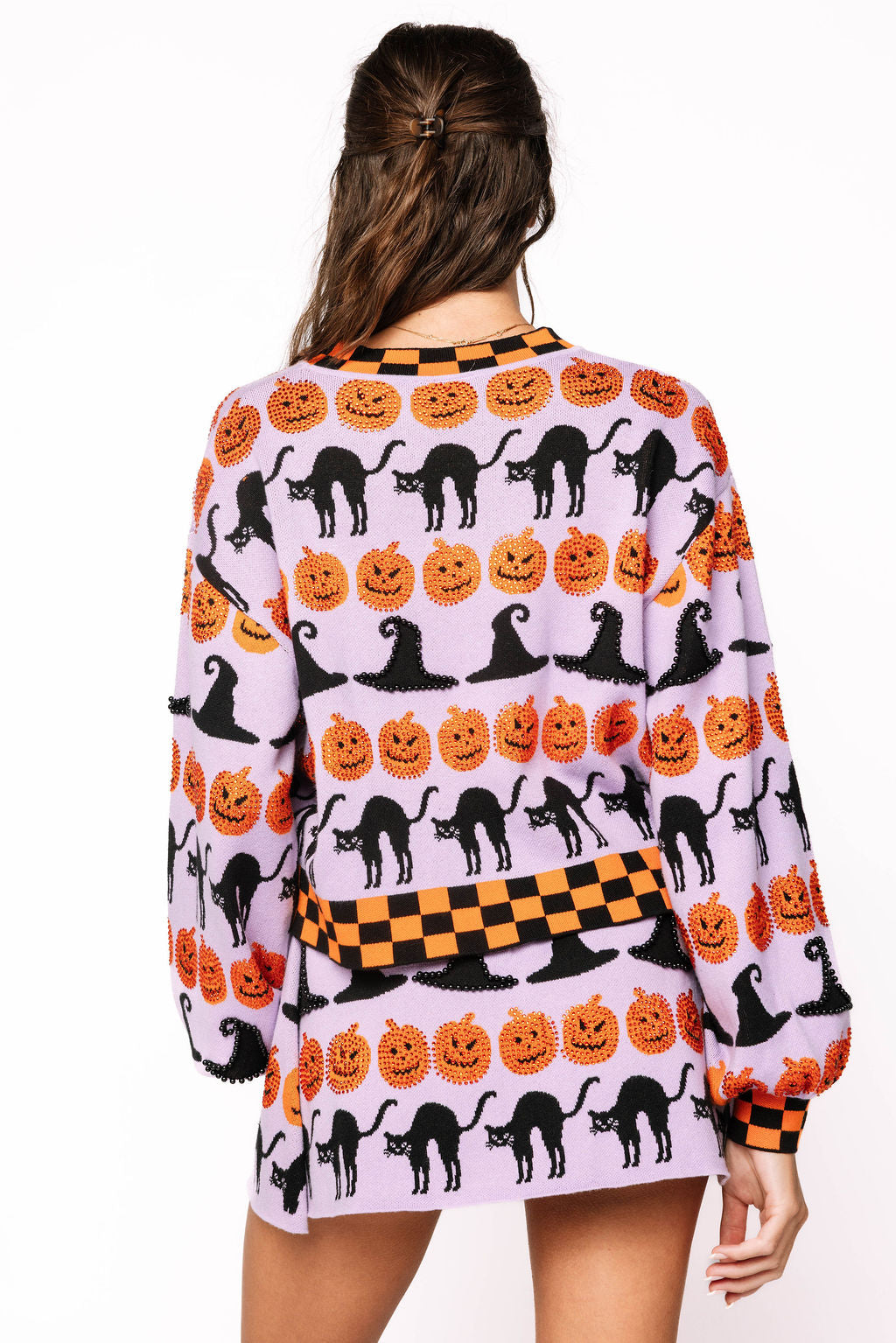 Lavender, Black & Orange Halloween Icon Skirt