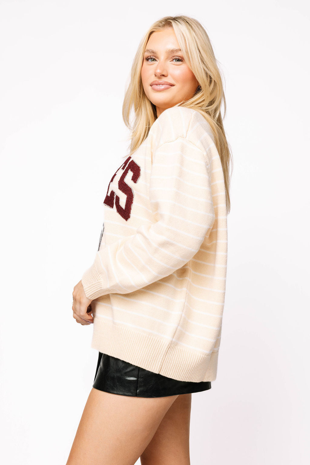 Licensed Texas A&M Beige Stripe Vintage Team Sweater