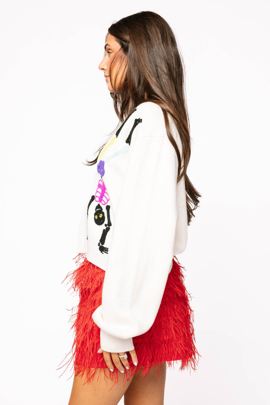 White Rainbow Skeleton Button Up Cardigan