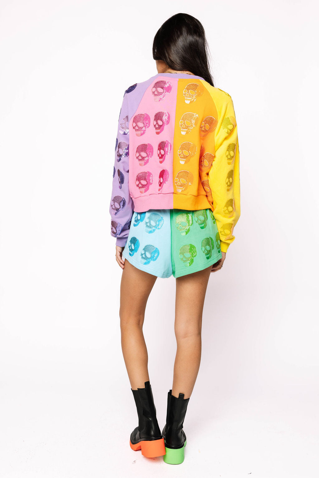 Colorblock Multi Skull Sweatshirt