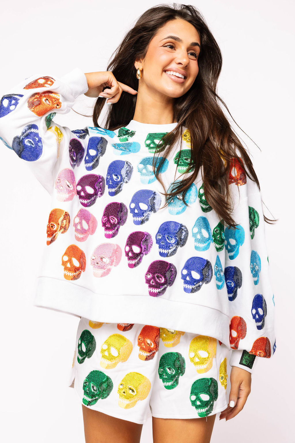 White Rainbow Skulls Short