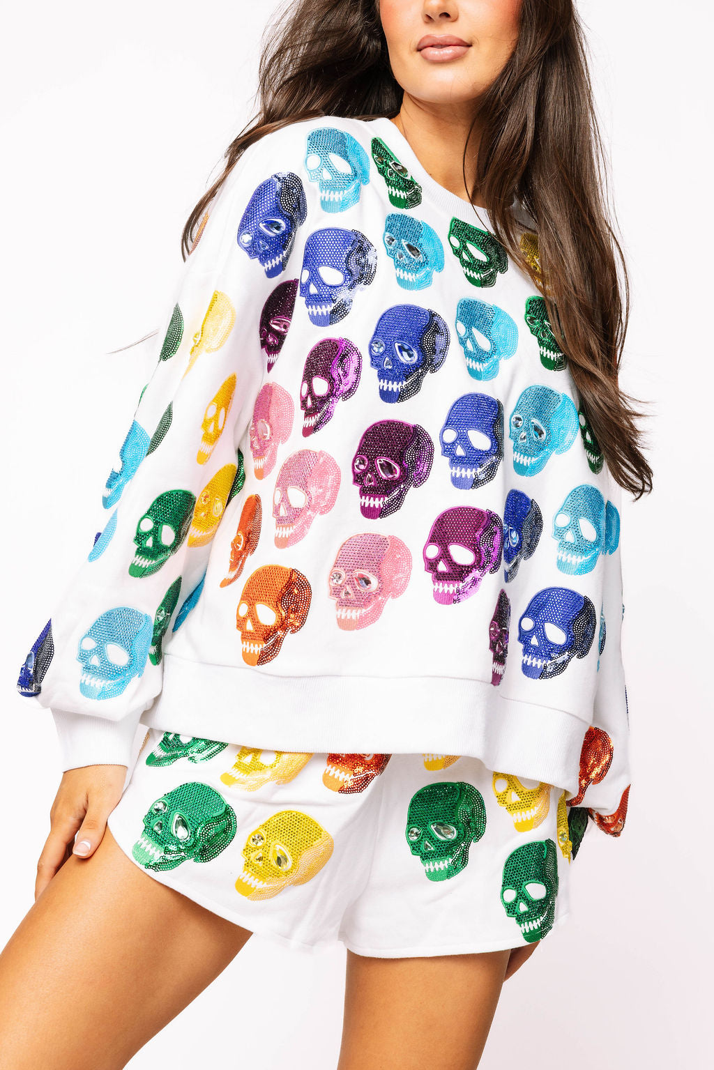 White Rainbow Skulls Short