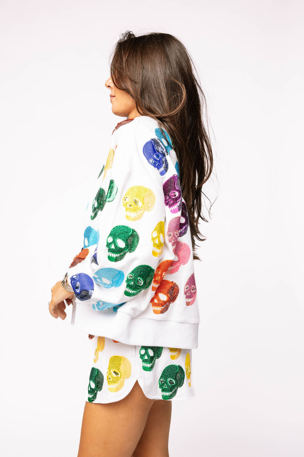 White Rainbow Skulls Short