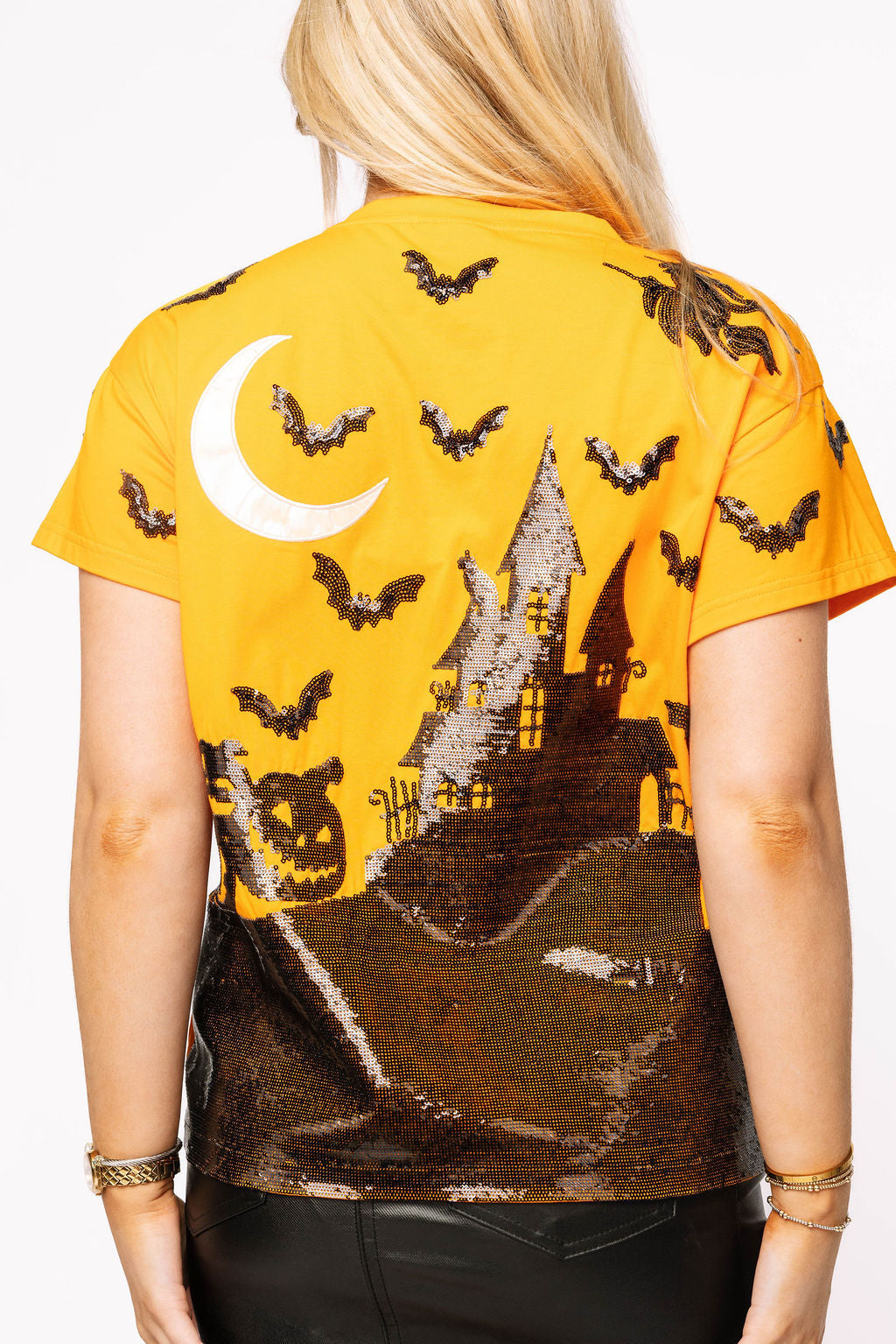 Orange & Black Halloween House Scene Tee