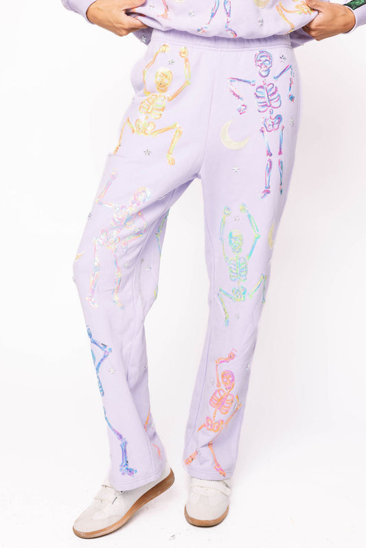 Lavender Multi Dancing Skeleton Sweatpant