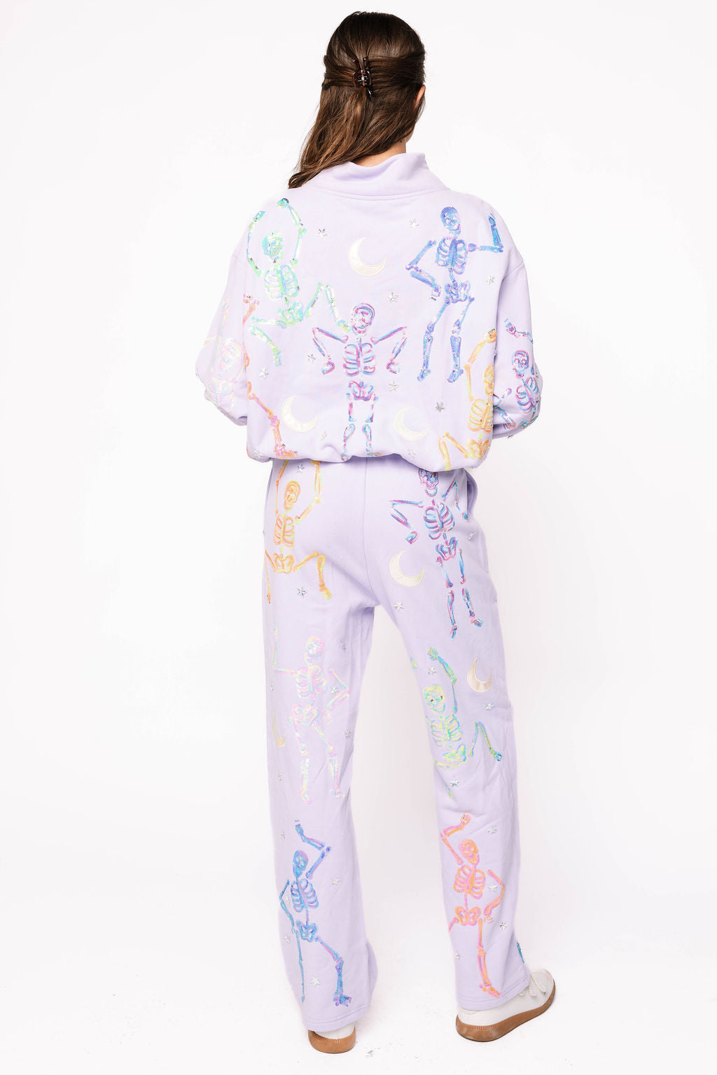 Lavender Multi Dancing Skeleton Mock Neck Sweatshirt
