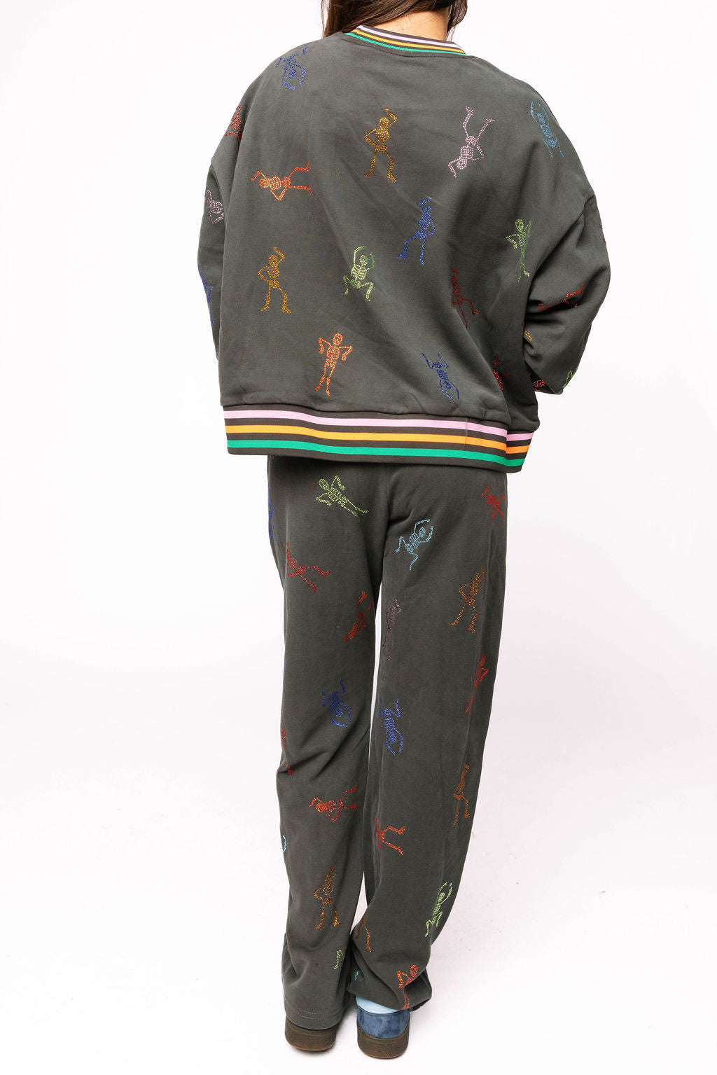 Charcoal Multi Skeleton Pant