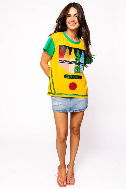 Green & Yellow Crayon Tee