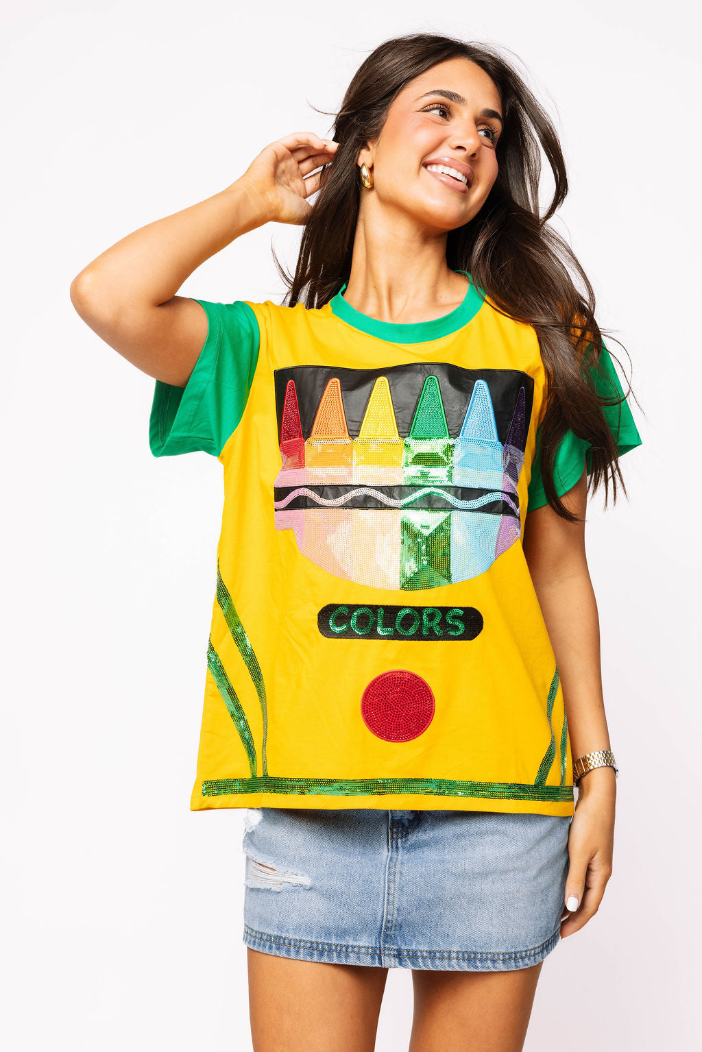 Green & Yellow Crayon Tee