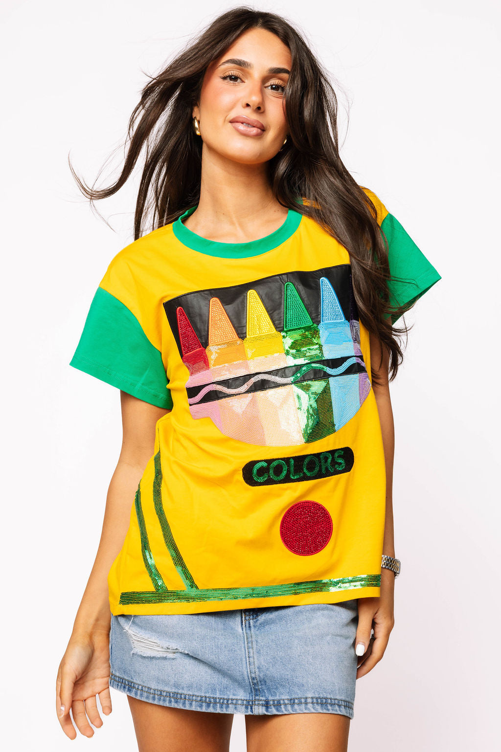 Green & Yellow Crayon Tee