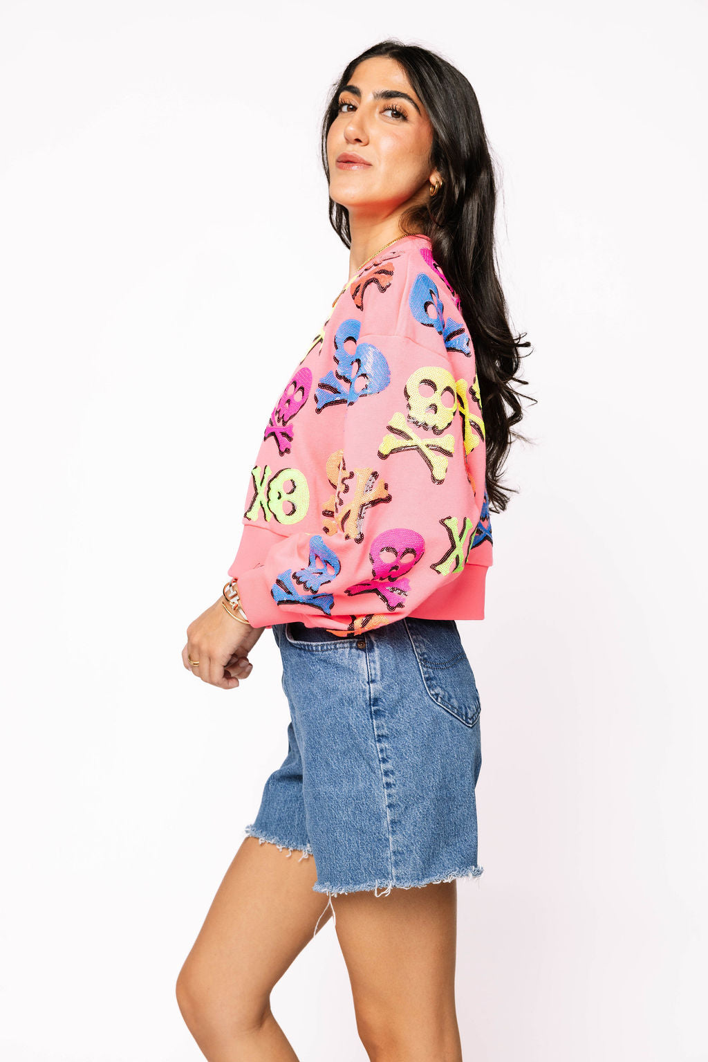 Neon Pink Multi Skull & Crossbones Sweatshirt