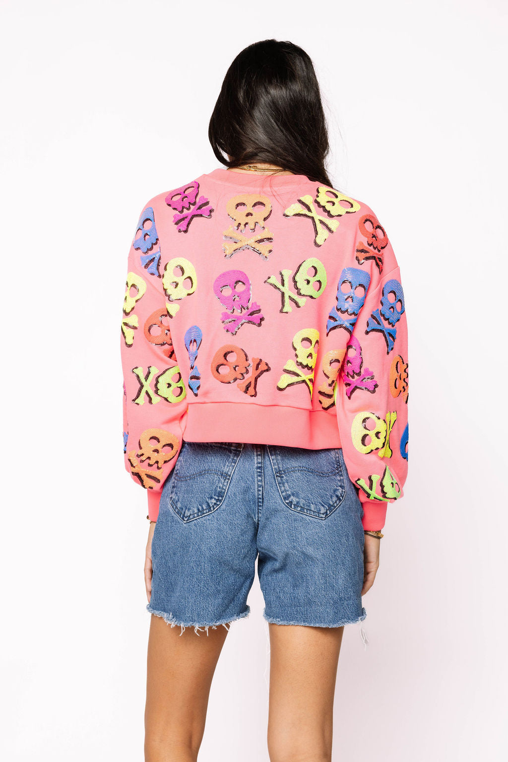Neon Pink Multi Skull & Crossbones Sweatshirt