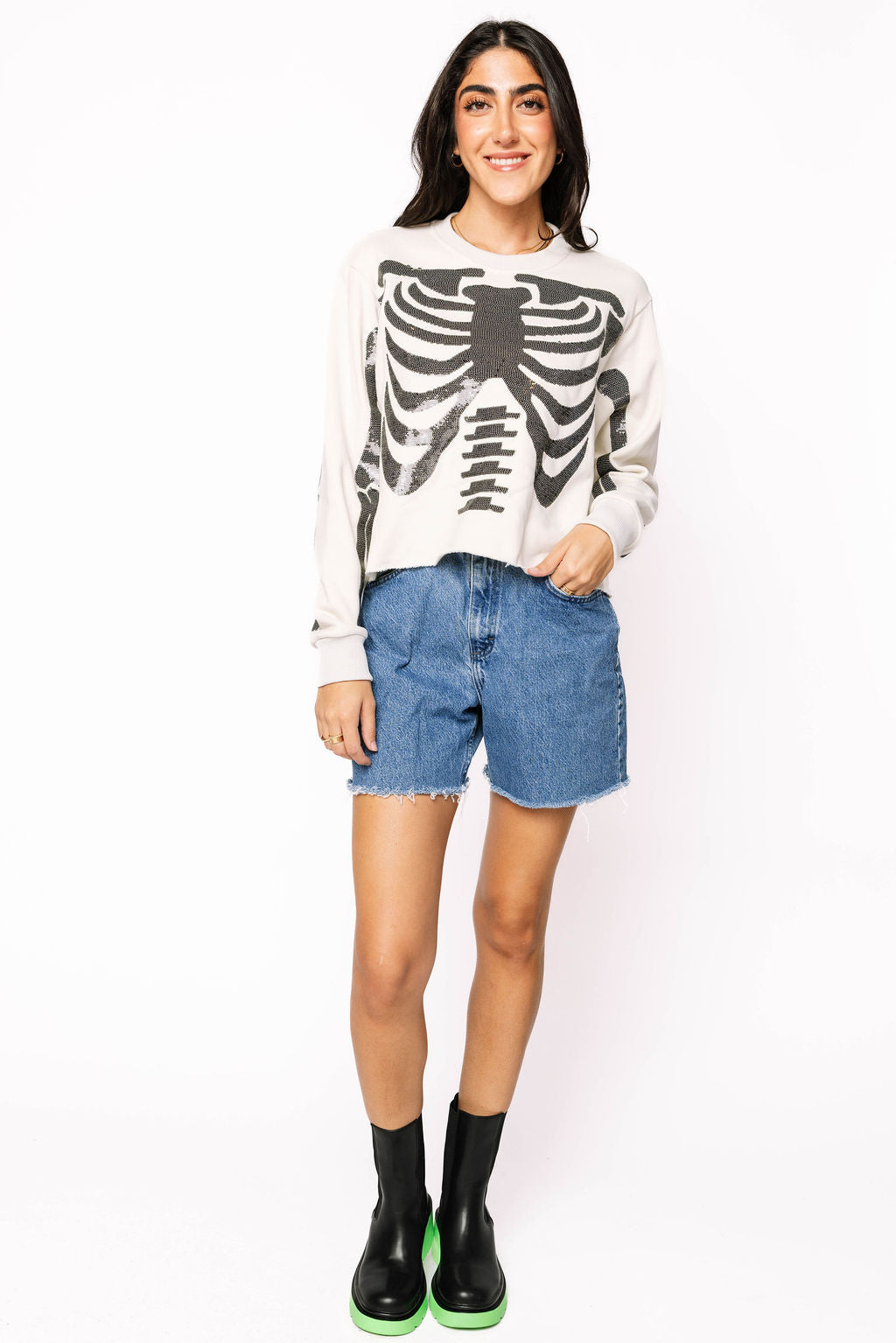 Ivory & Black Skeleton Sweatshirt