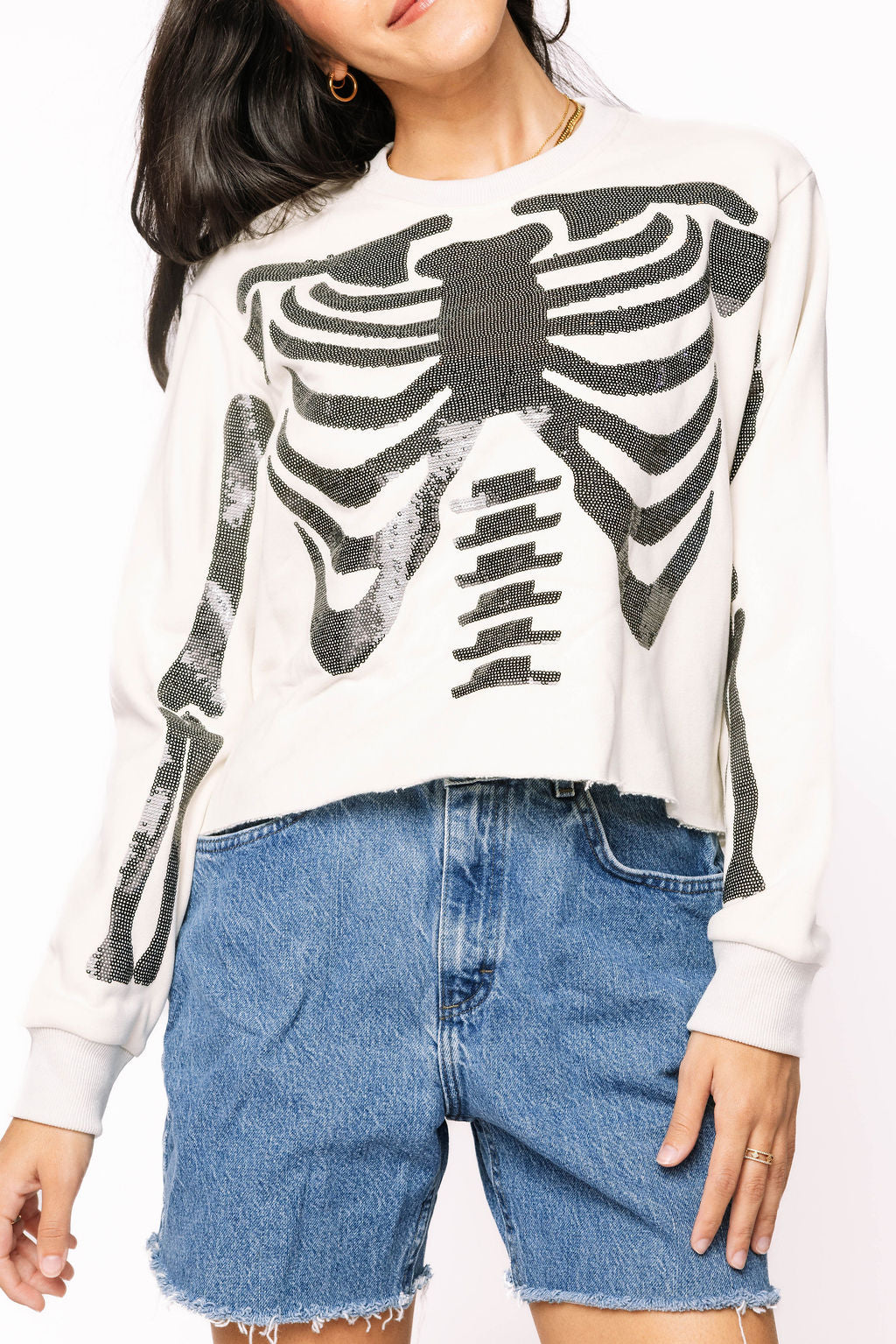 Ivory & Black Skeleton Sweatshirt