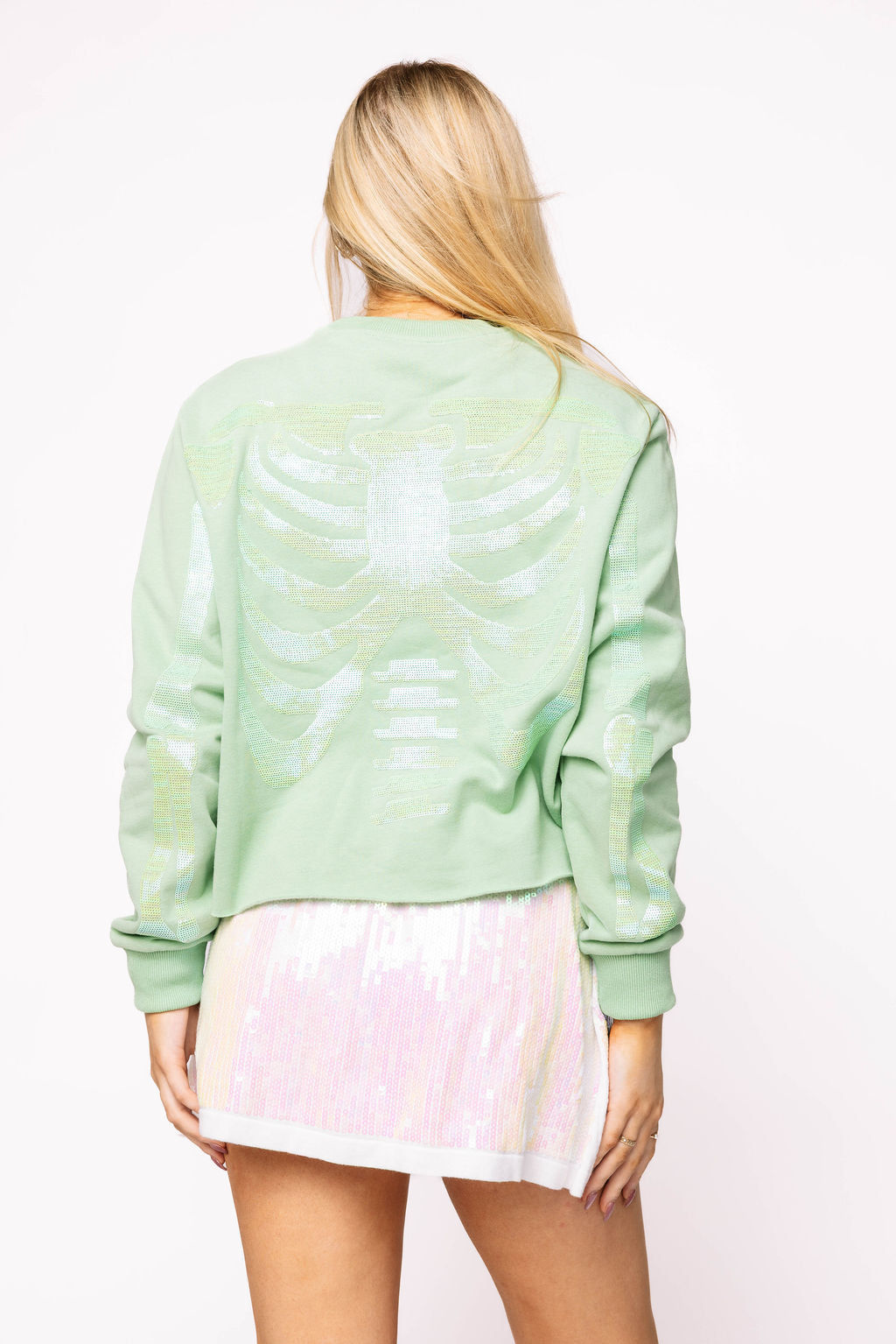 Light Green Tonal Skeleton Sweatshirt