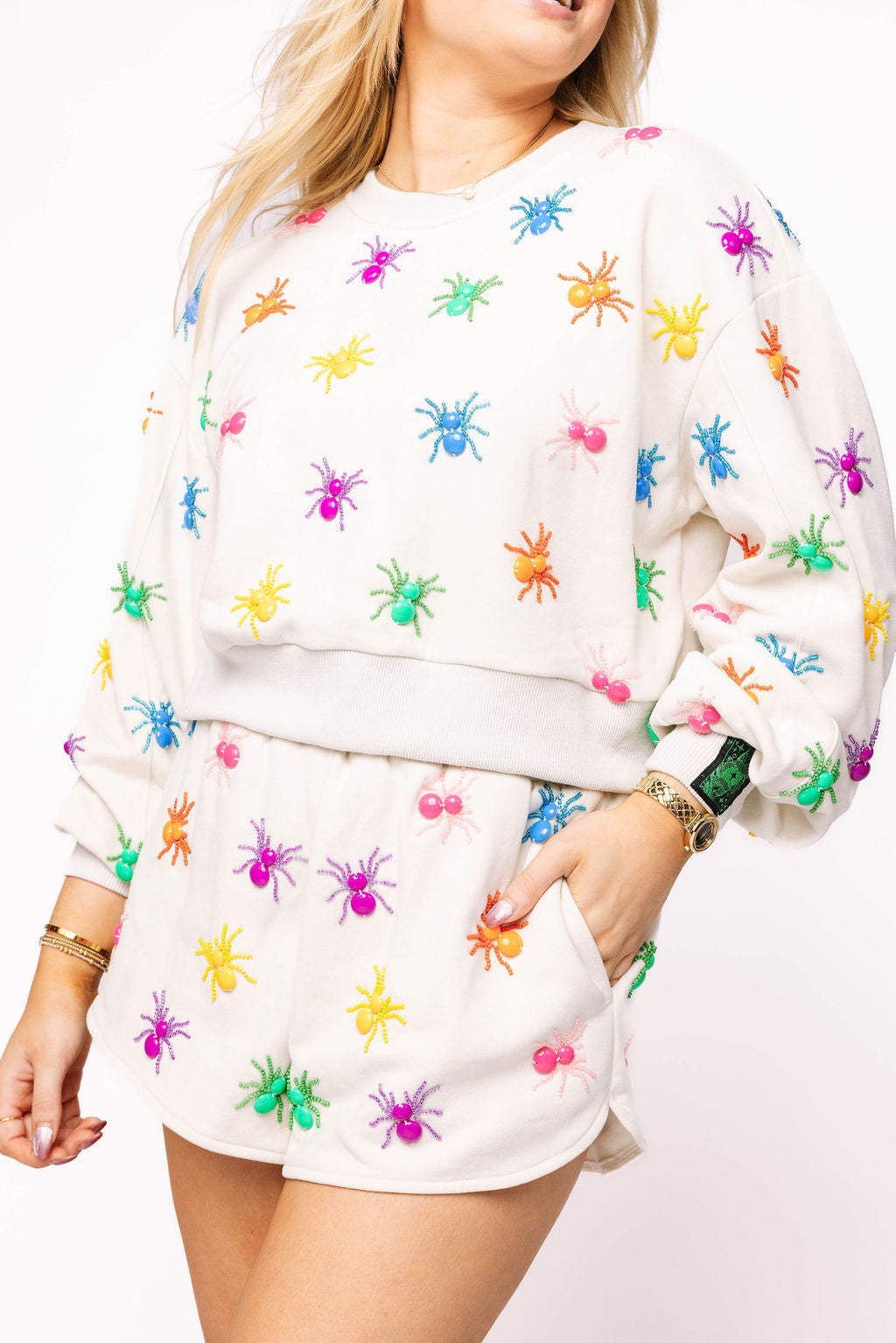 Ivory Multi Beaded Spider Sweatshirt