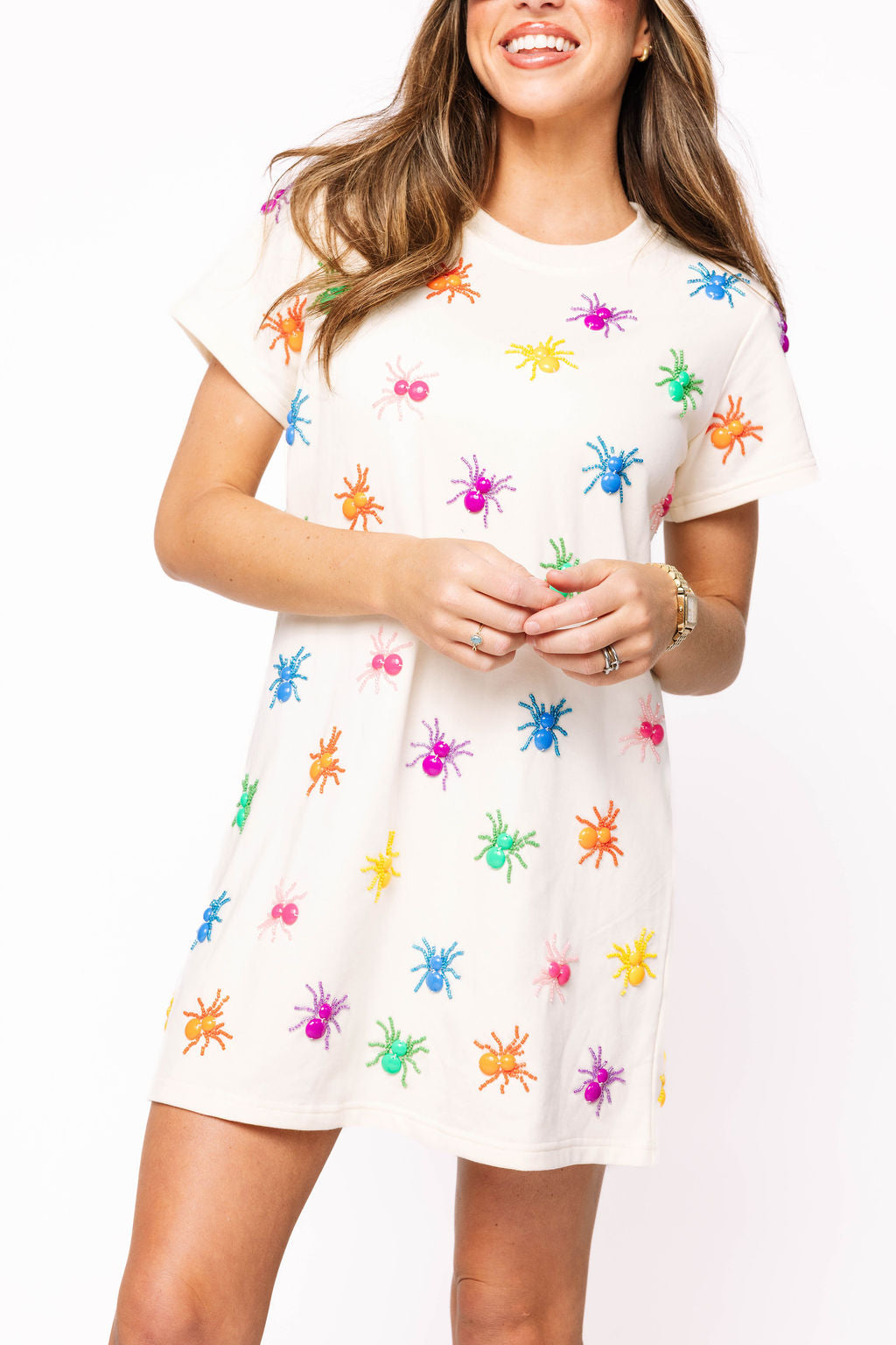 Ivory Multi Beaded Spider Dress