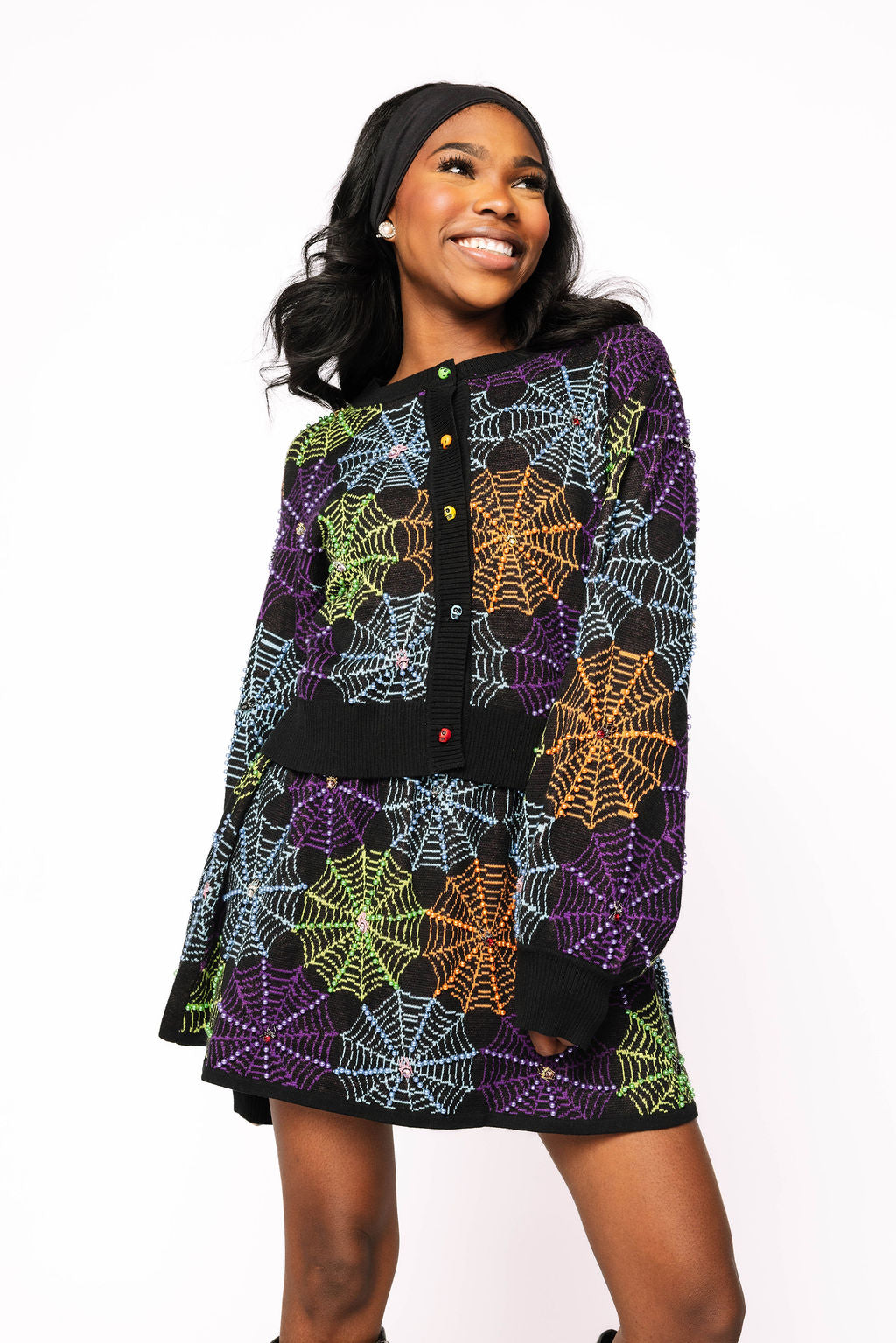 Black Multi Spiderweb Skirt