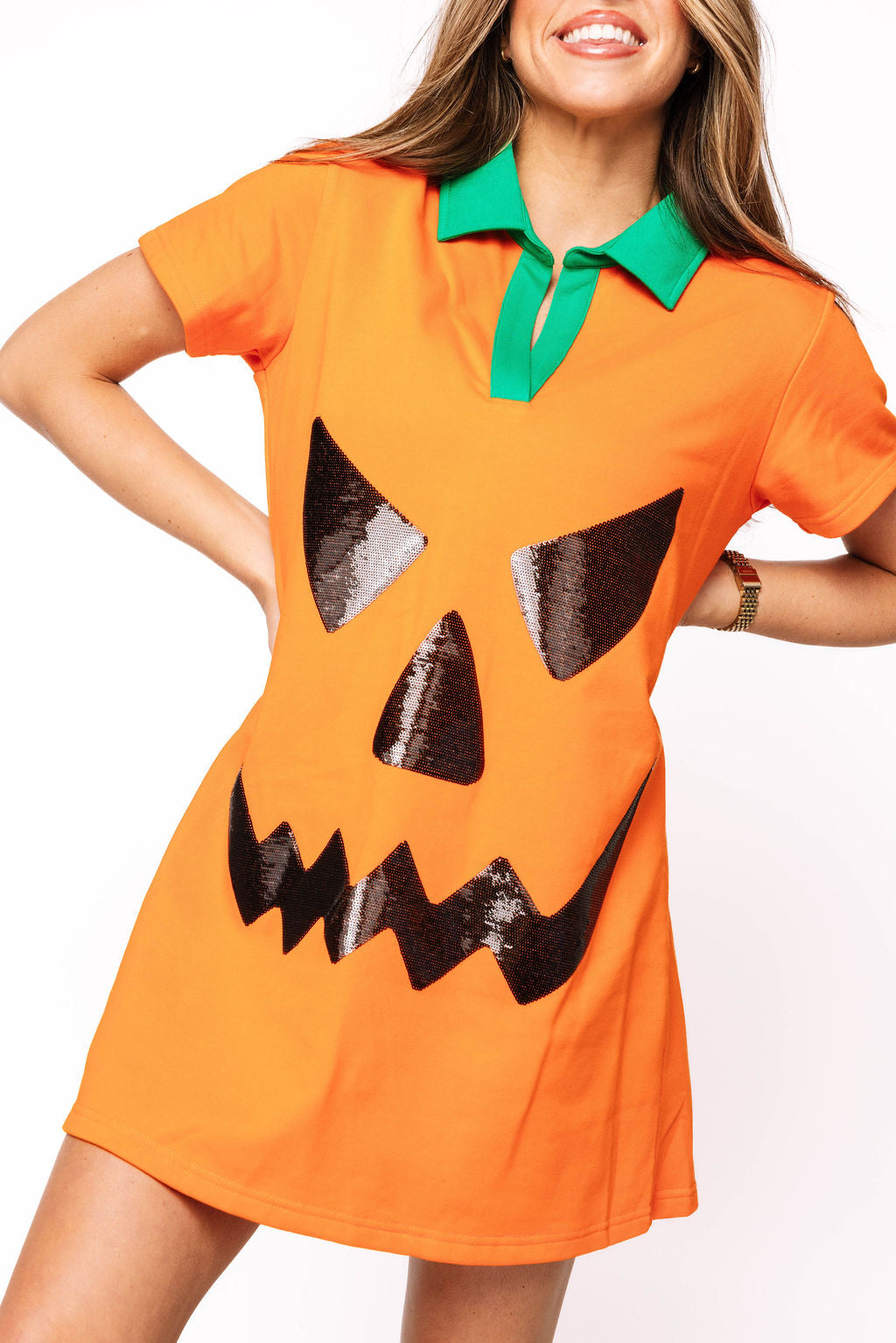 Orange Pumpkin Collar Dress