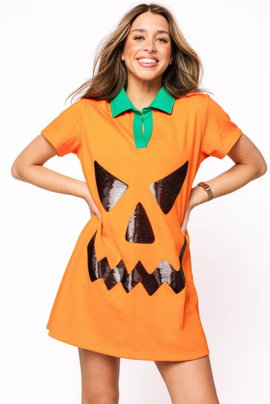 Orange Pumpkin Collar Dress
