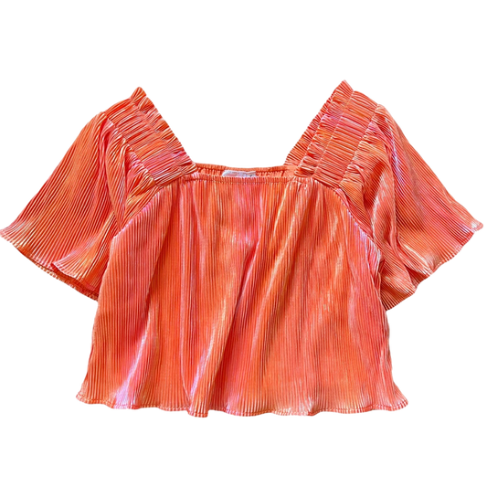 Tangerine Pleat Flutter Top