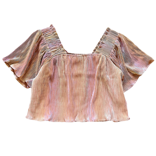 Caramel Pleat Flutter Top