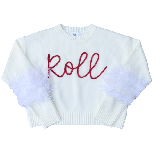 LICENSED - "Roll" Feather Sleeve Sweater