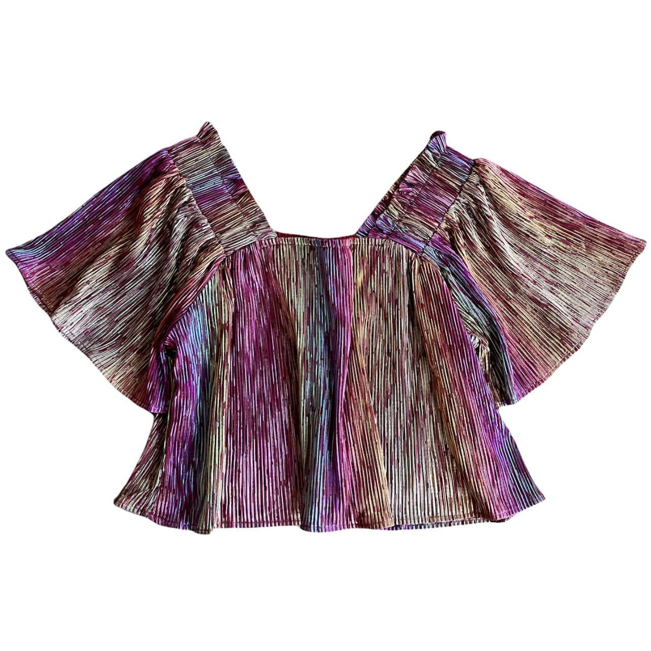 Maroon Rainbow Pleat Flutter Top