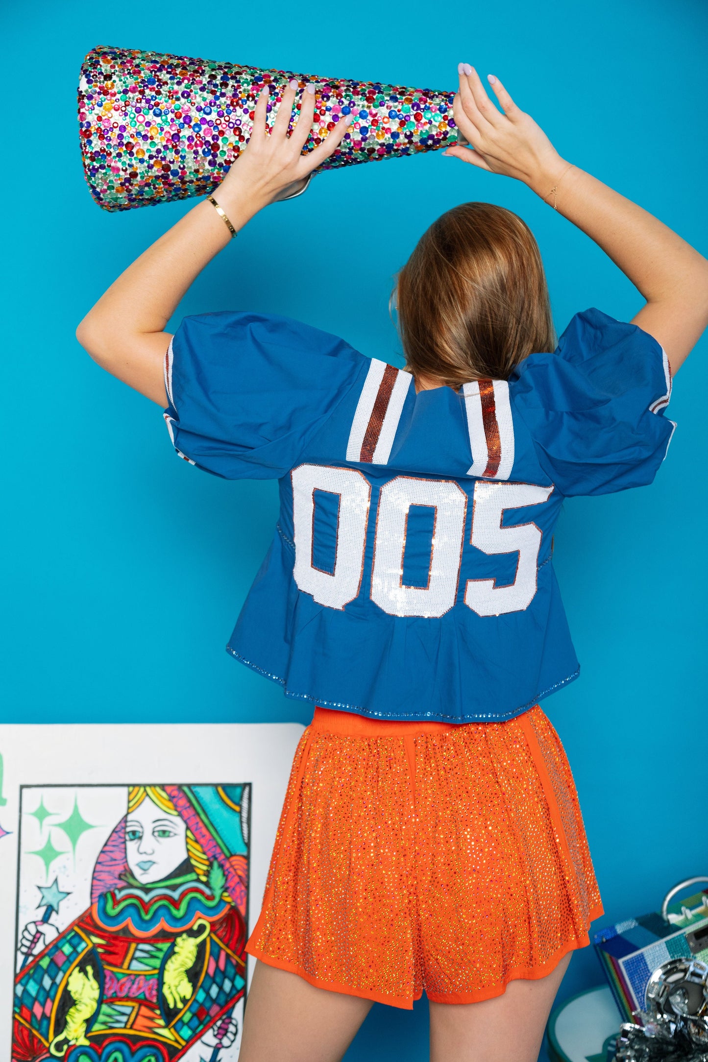 Royal & Orange QOS Jersey Peplum Top