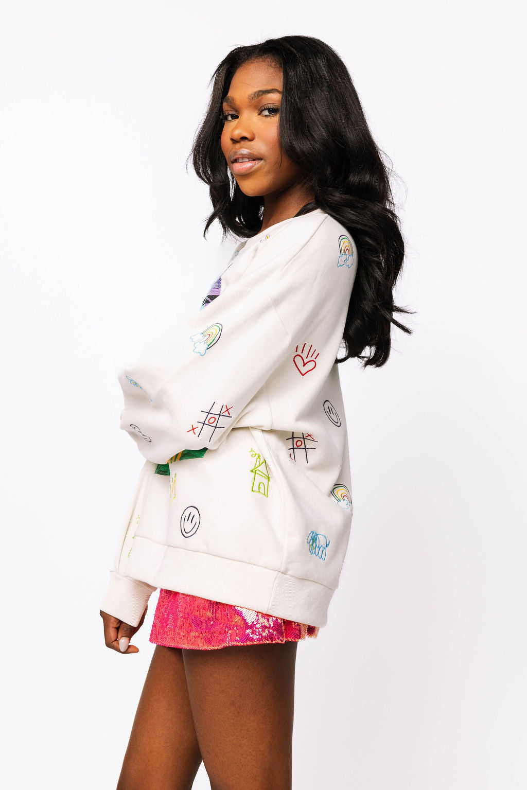 Beige Multi Crayon & Doodle Sweatshirt