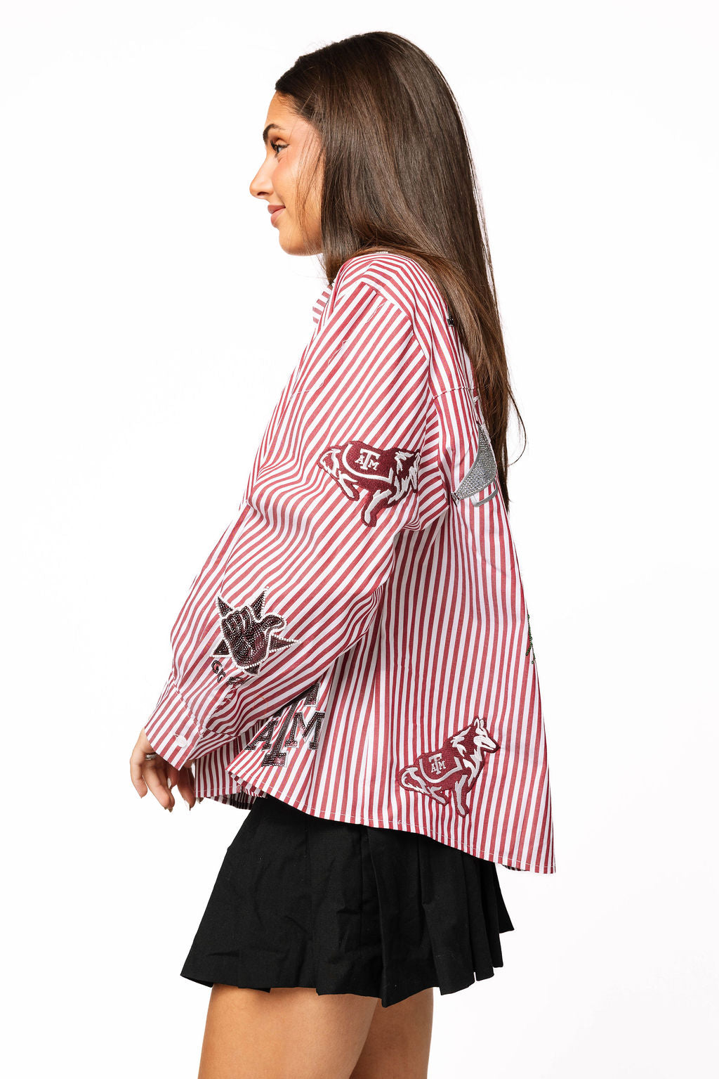 Licensed Texas A&M Mini Icon Striped Button Down