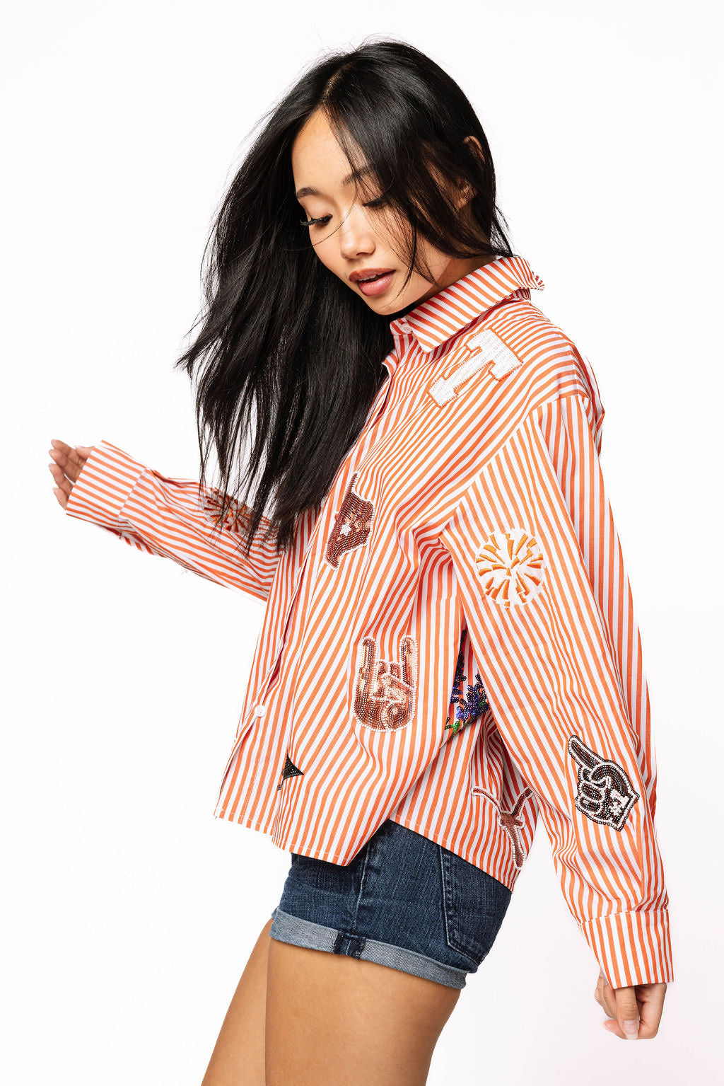 Licensed Texas Mini Icon Striped Button Down