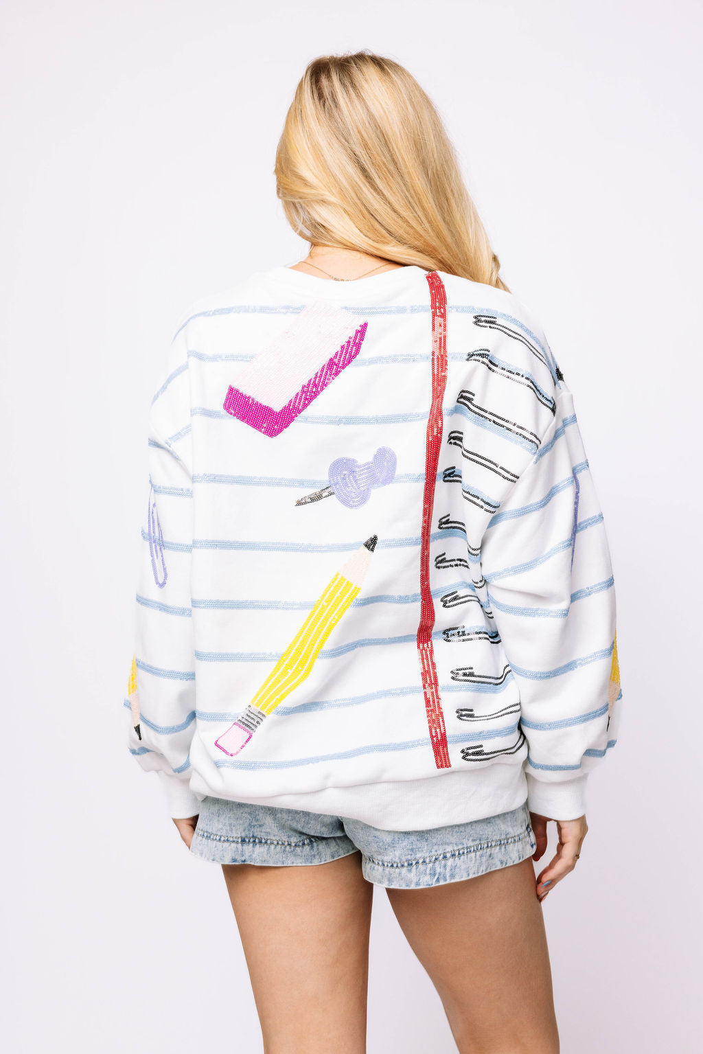 White Notebook Paper & School Supplies Sweatshirt