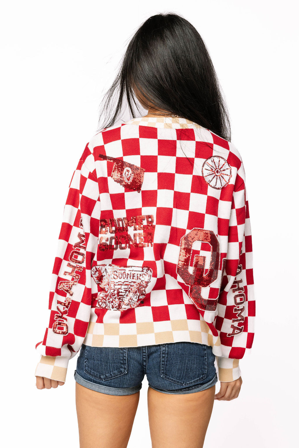 Licensed Oklahoma Checkered Team Icons Cardigan