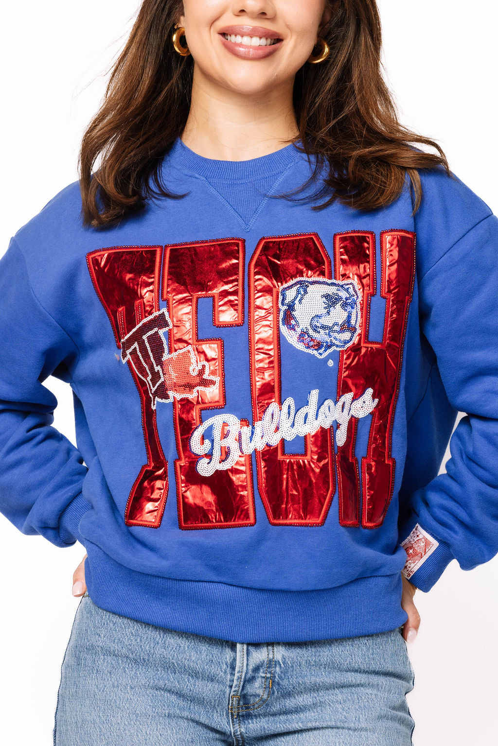 Licensed LA Tech Metallic Word With Icons Sweatshirt