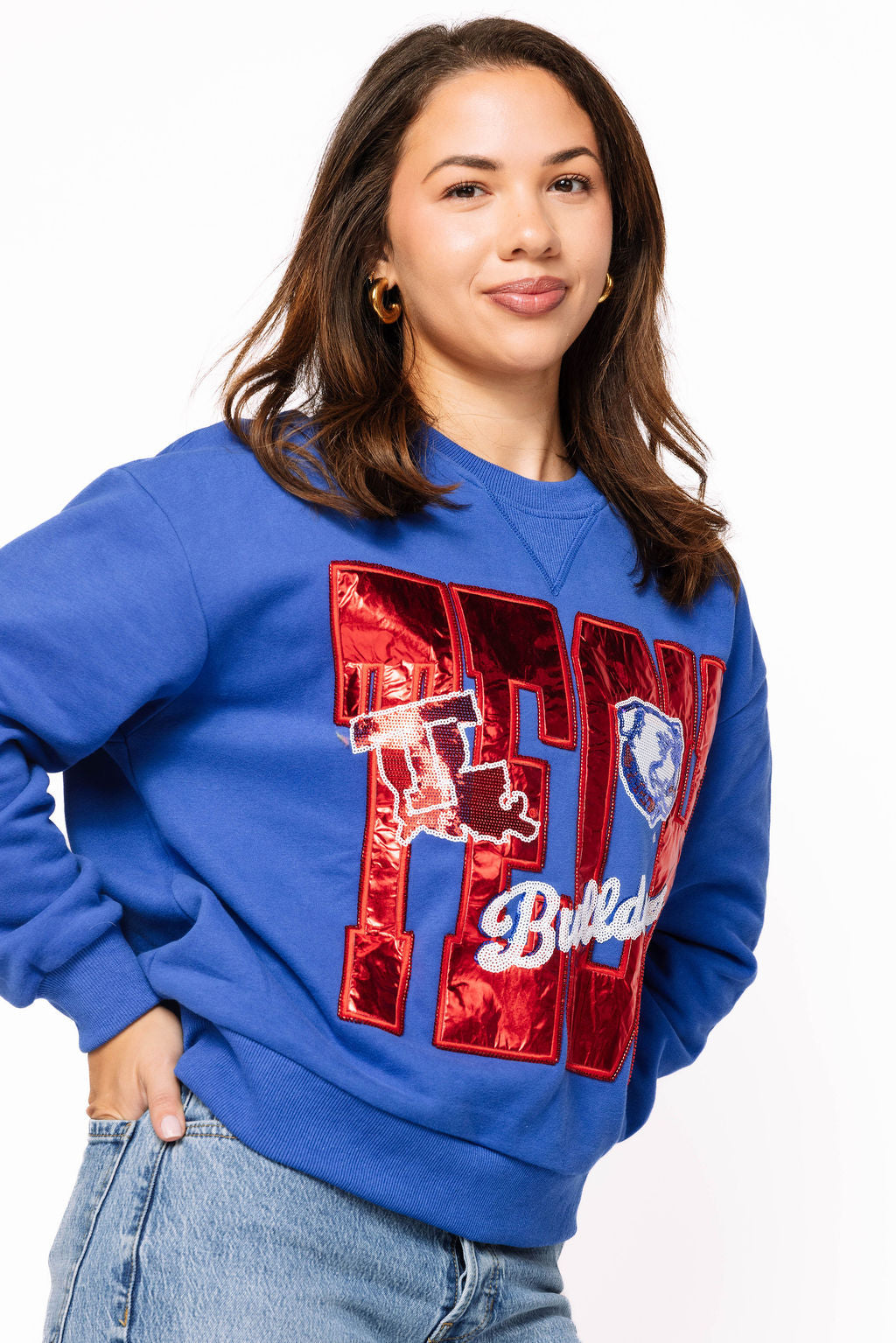 Licensed LA Tech Metallic Word With Icons Sweatshirt