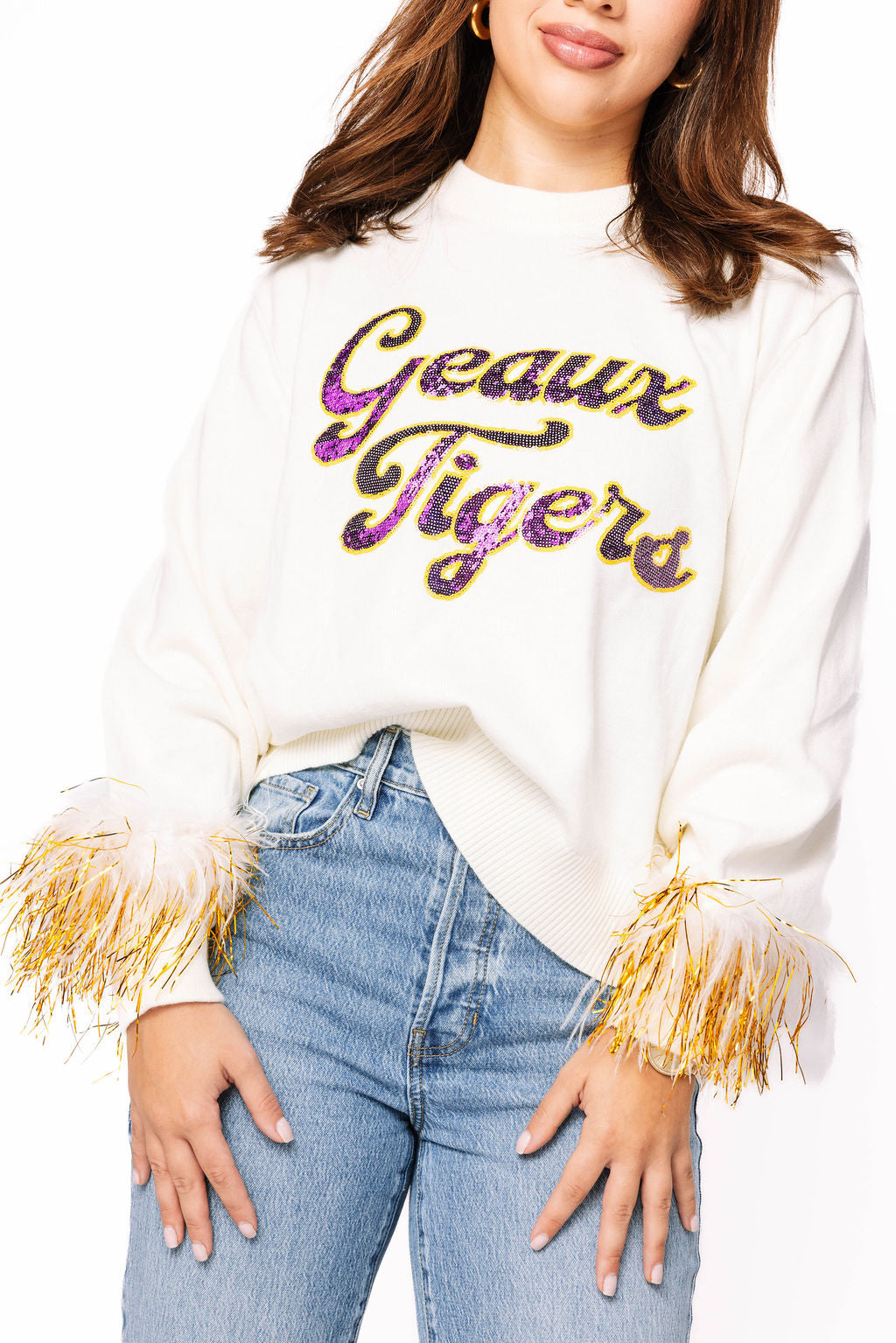 Licensed LSU Feather Sleeve Sweater