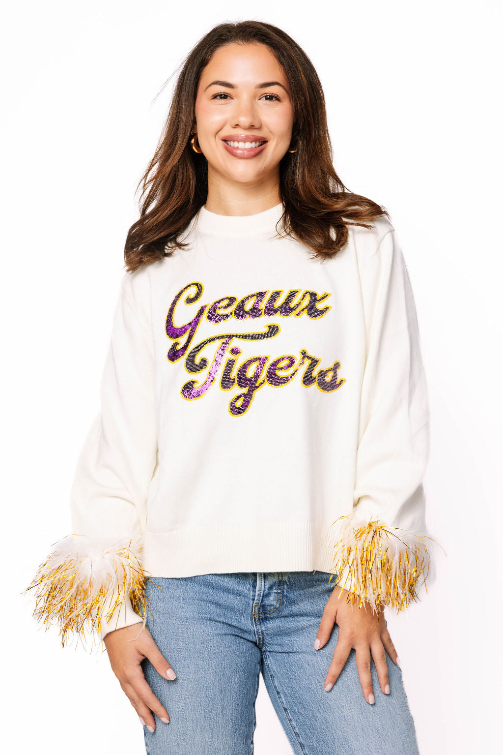Licensed LSU Feather Sleeve Sweater