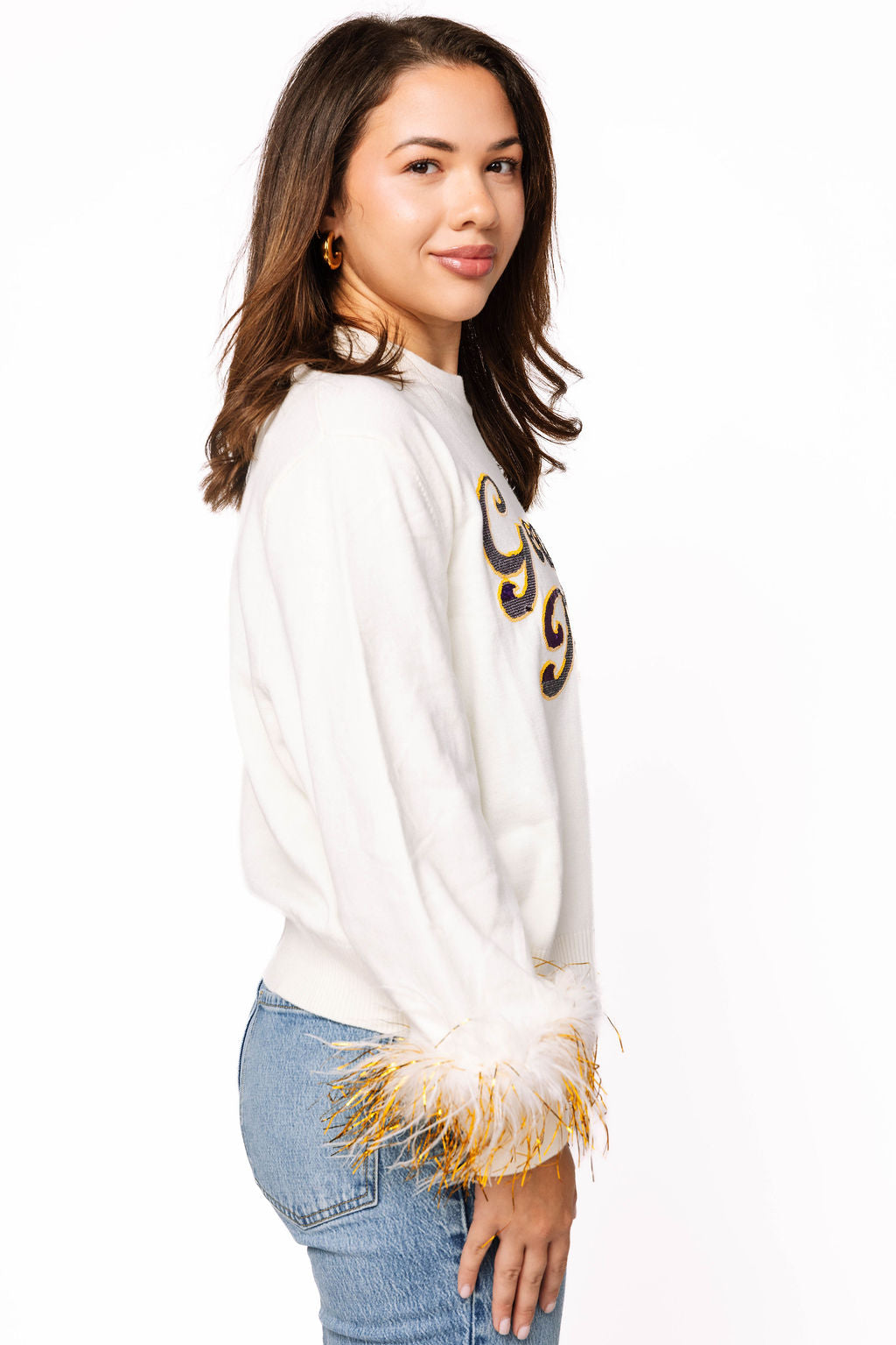 Licensed LSU Feather Sleeve Sweater