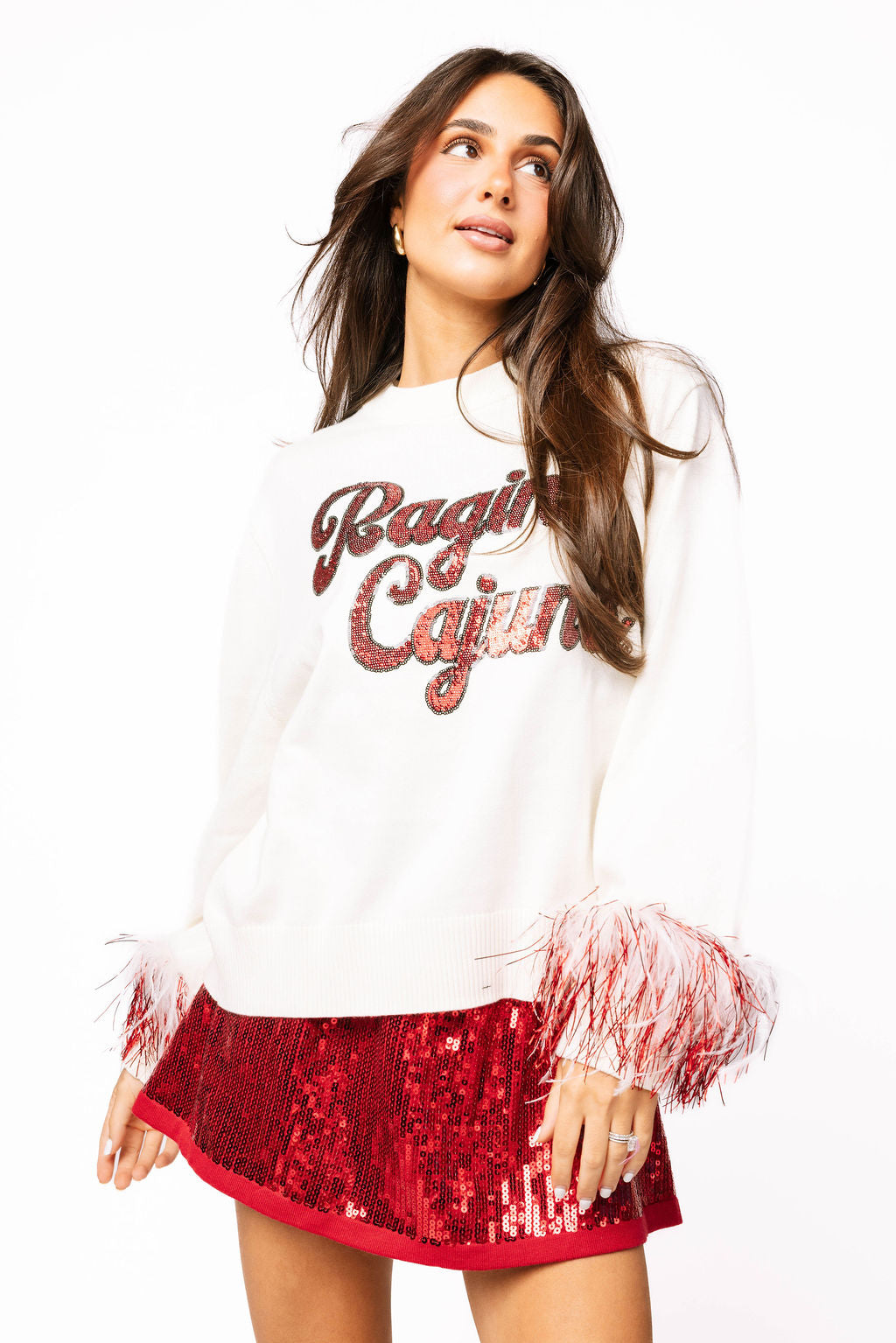Licensed ULL Feather Sleeve Sweater