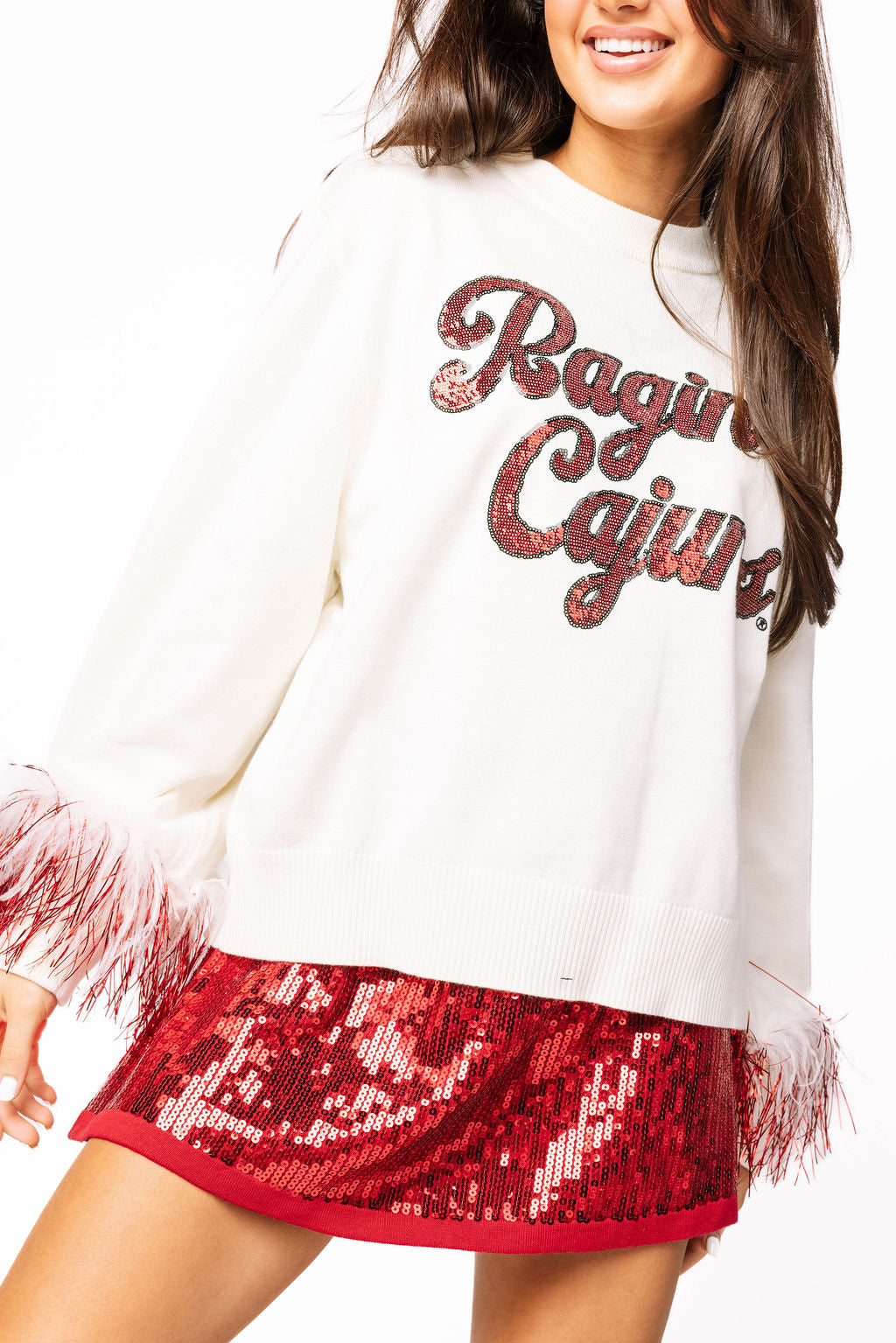 Licensed ULL Feather Sleeve Sweater