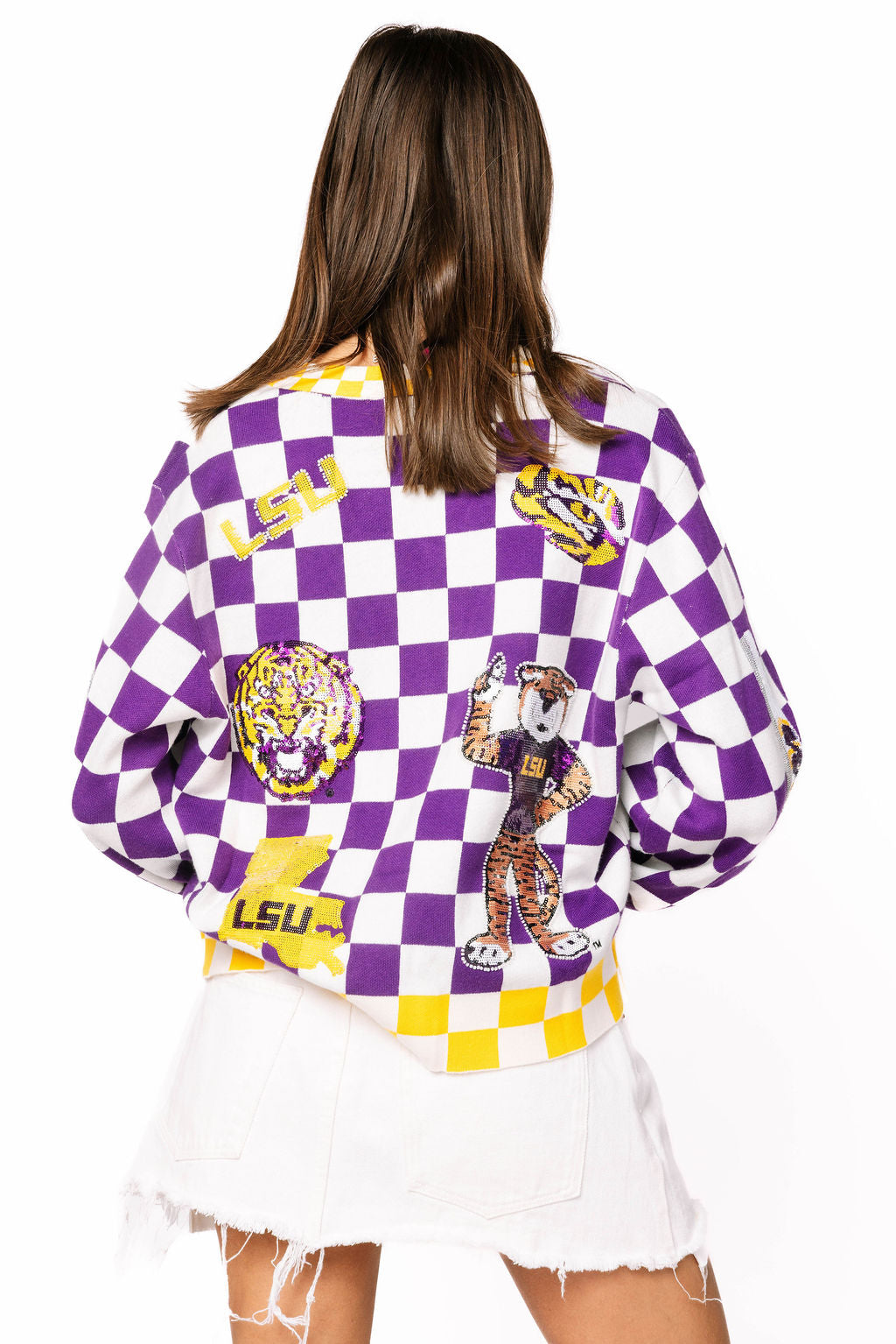 Licensed LSU Checkered Team Icons Cardigan