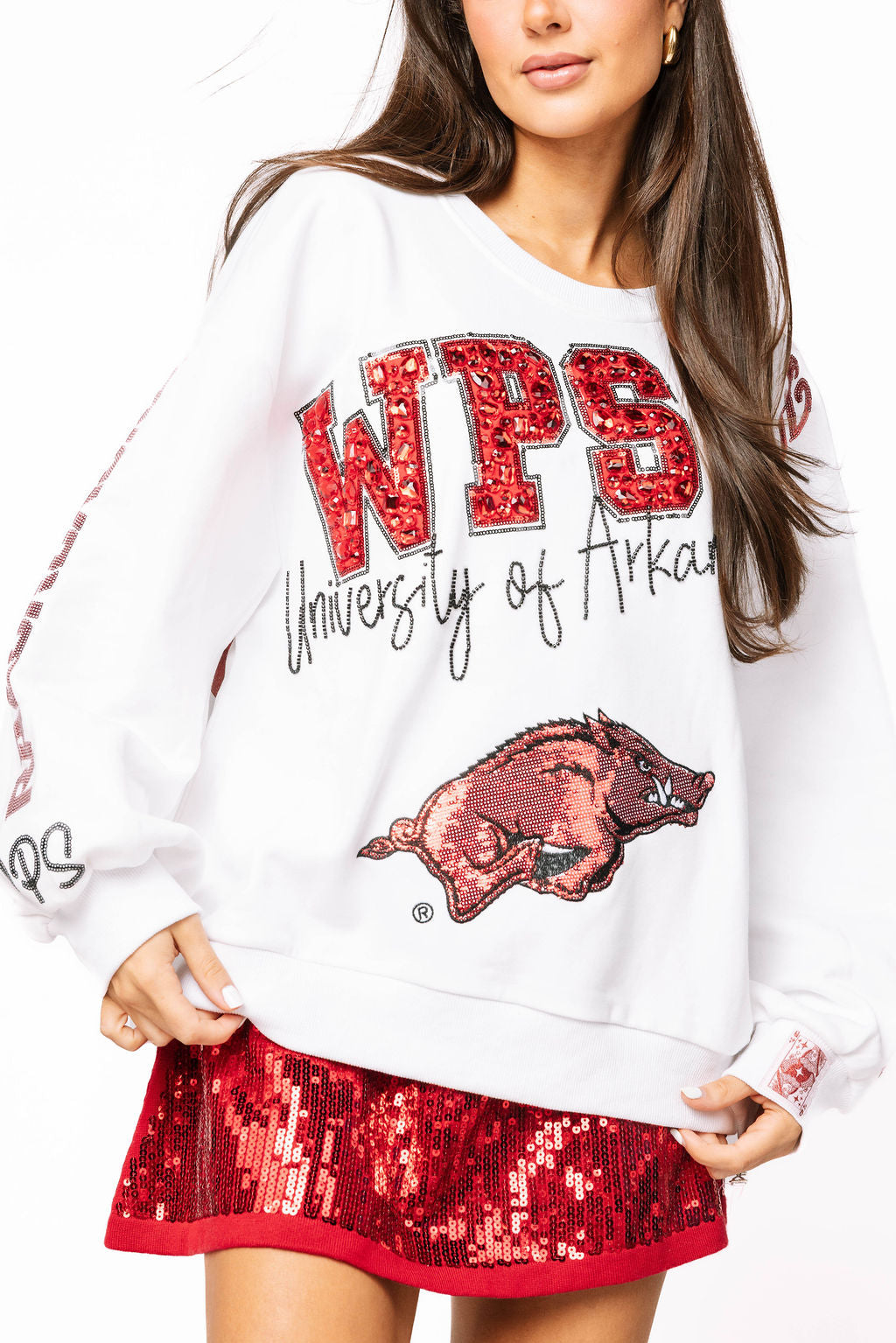 Licensed Arkansas Big Icons Scattered All Over Sweatshirt