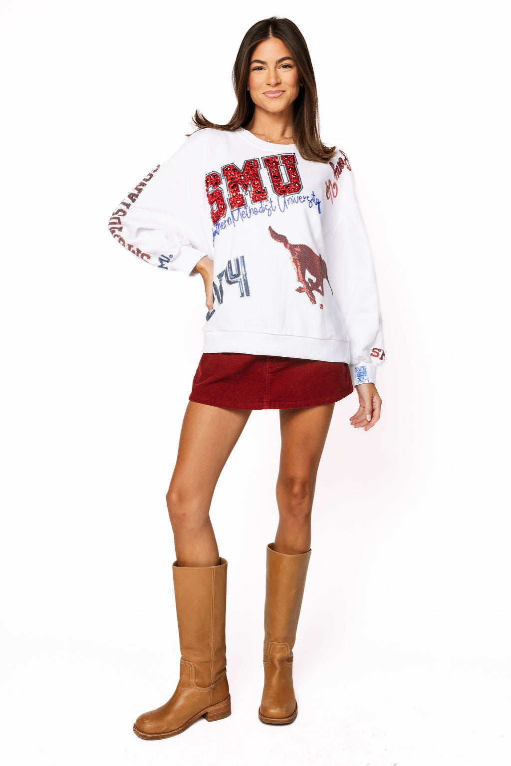 Licensed SMU Big Icons Scattered All Over Sweatshirt