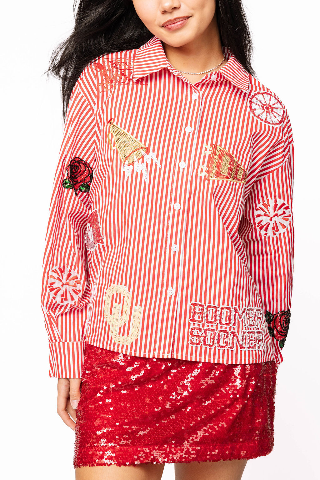 Licensed Oklahoma Mini Icon Striped Button Down