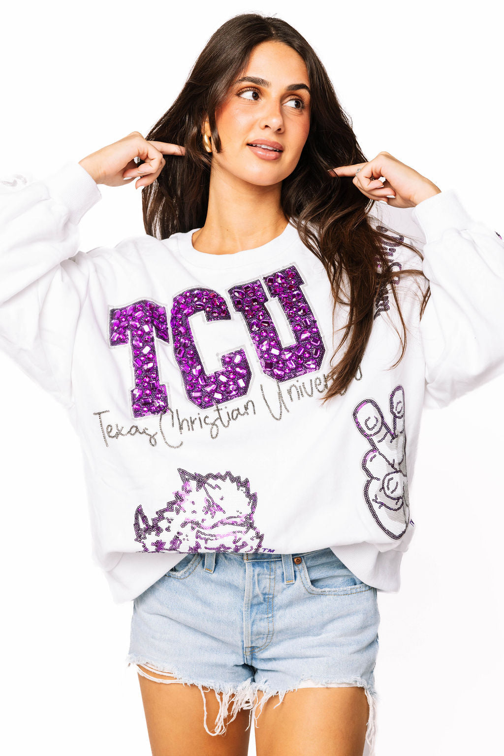 Licensed TCU Big Icons Scattered All Over Sweatshirt