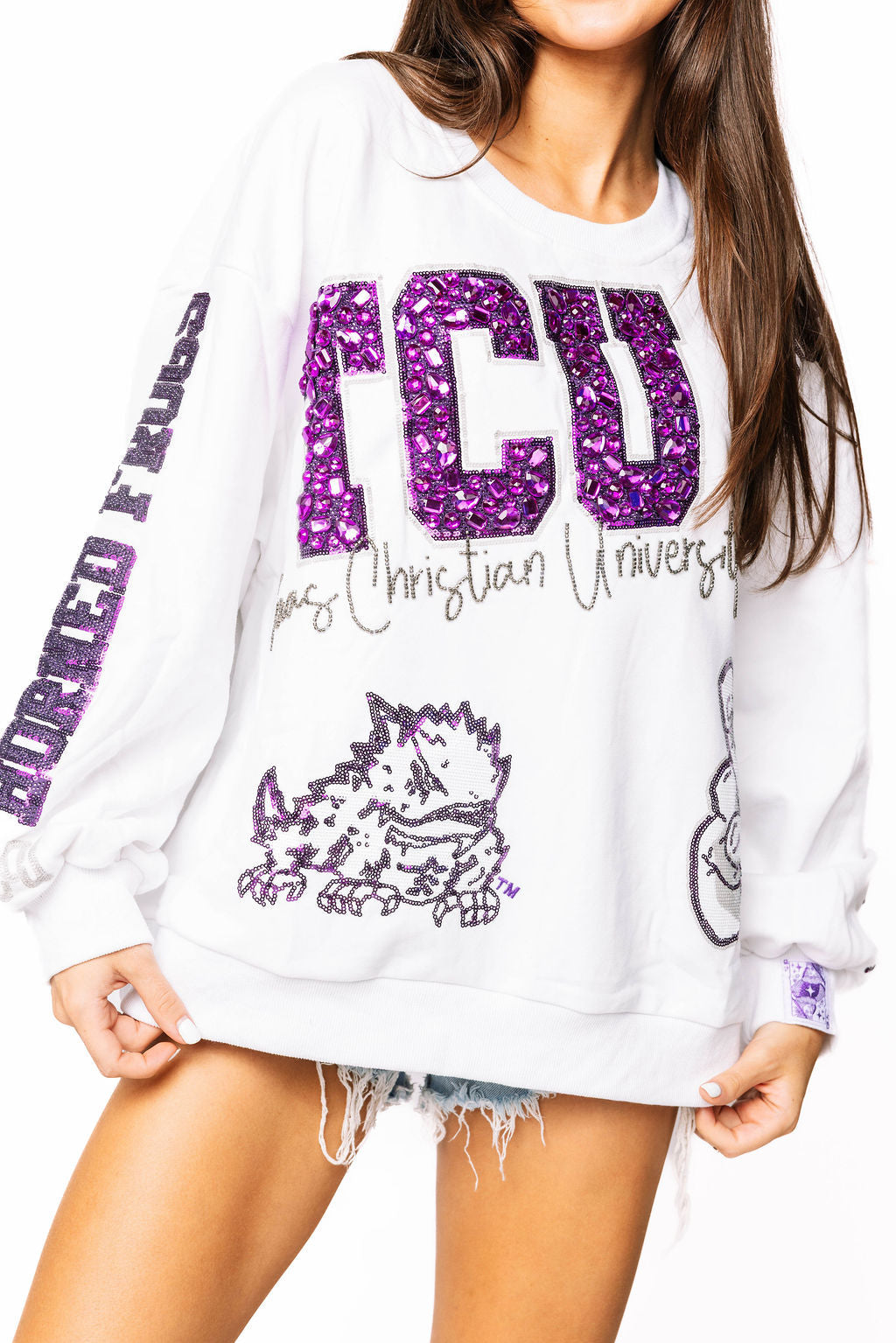 Licensed TCU Big Icons Scattered All Over Sweatshirt
